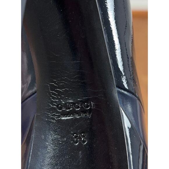 B45 Gucci Patent Leather Platform Pumps Womens EU 38  US 8 Feminine Iconic Chic - Picture 14 of 15